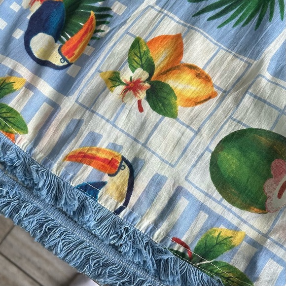 True Destinations Women’s Cover Up Resort Tropical Blue Floral Tunic Top. Size M - Picture 13 of 14